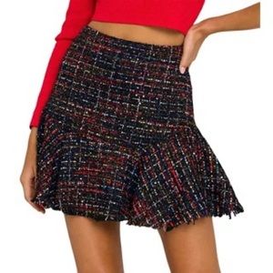 Grey Lab Tweed Flare Mini Skirt NWOT